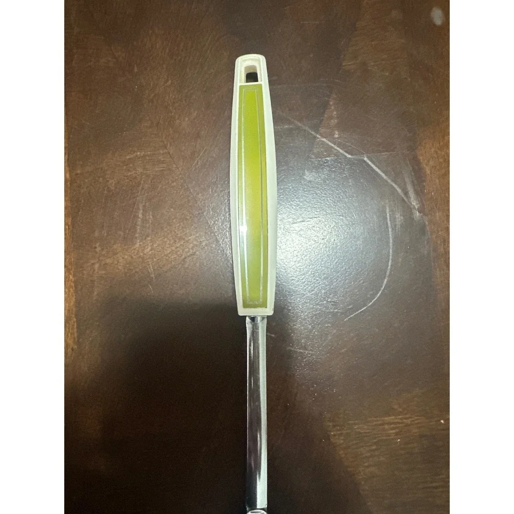 Ekco Serving Spoon Chromium Plated Vintage Kitchen Utensil Green Handle